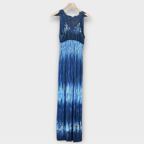 CM Resort Wear Beach Maxi Haltar Dress Blue Size XL - Picture 3 of 12